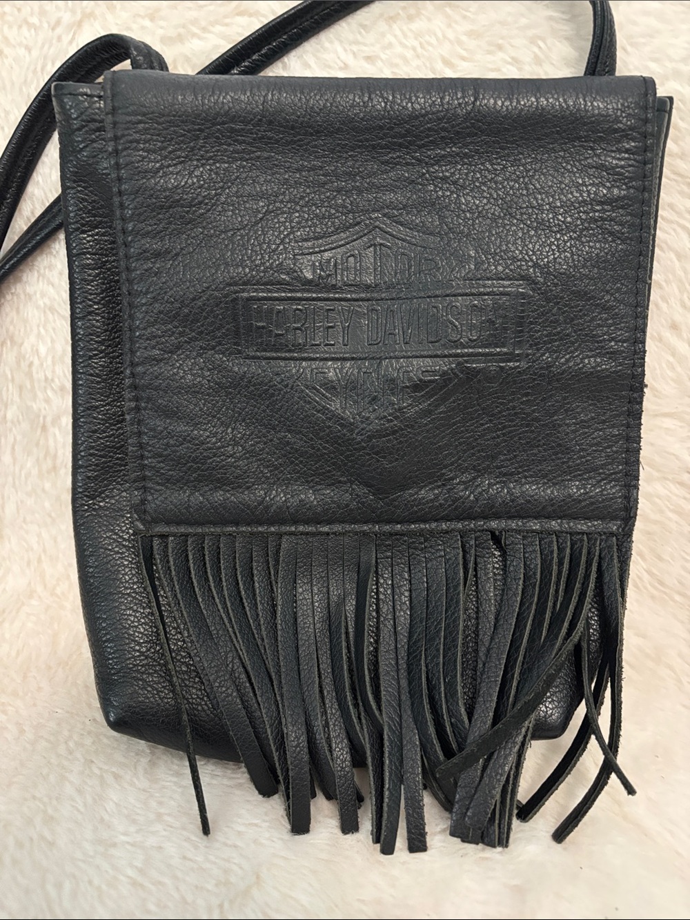 Harley-Davidson Black Leather Fringe Crossbody Bag